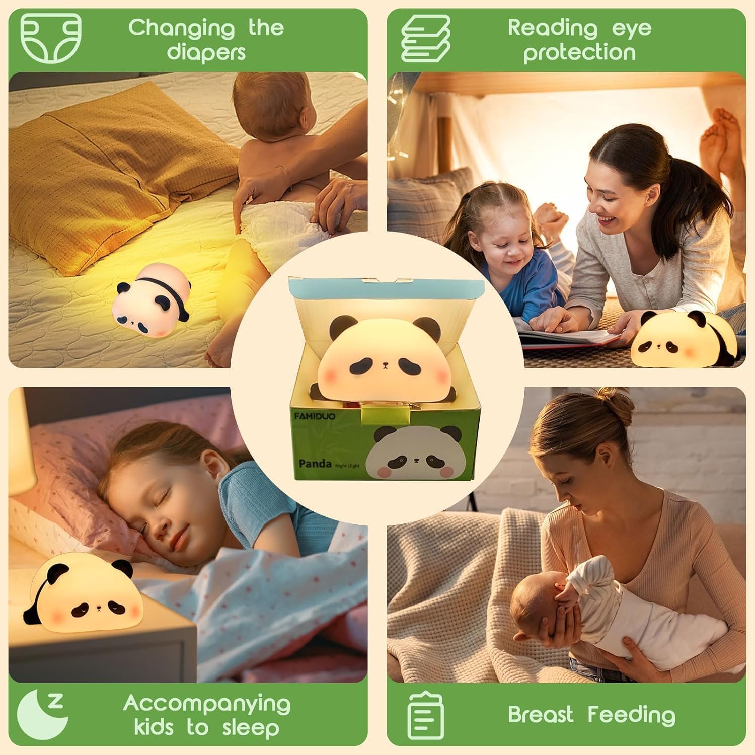 Rgb Panda Lamp Cute Rechargeable Sleeping Panda Night Light