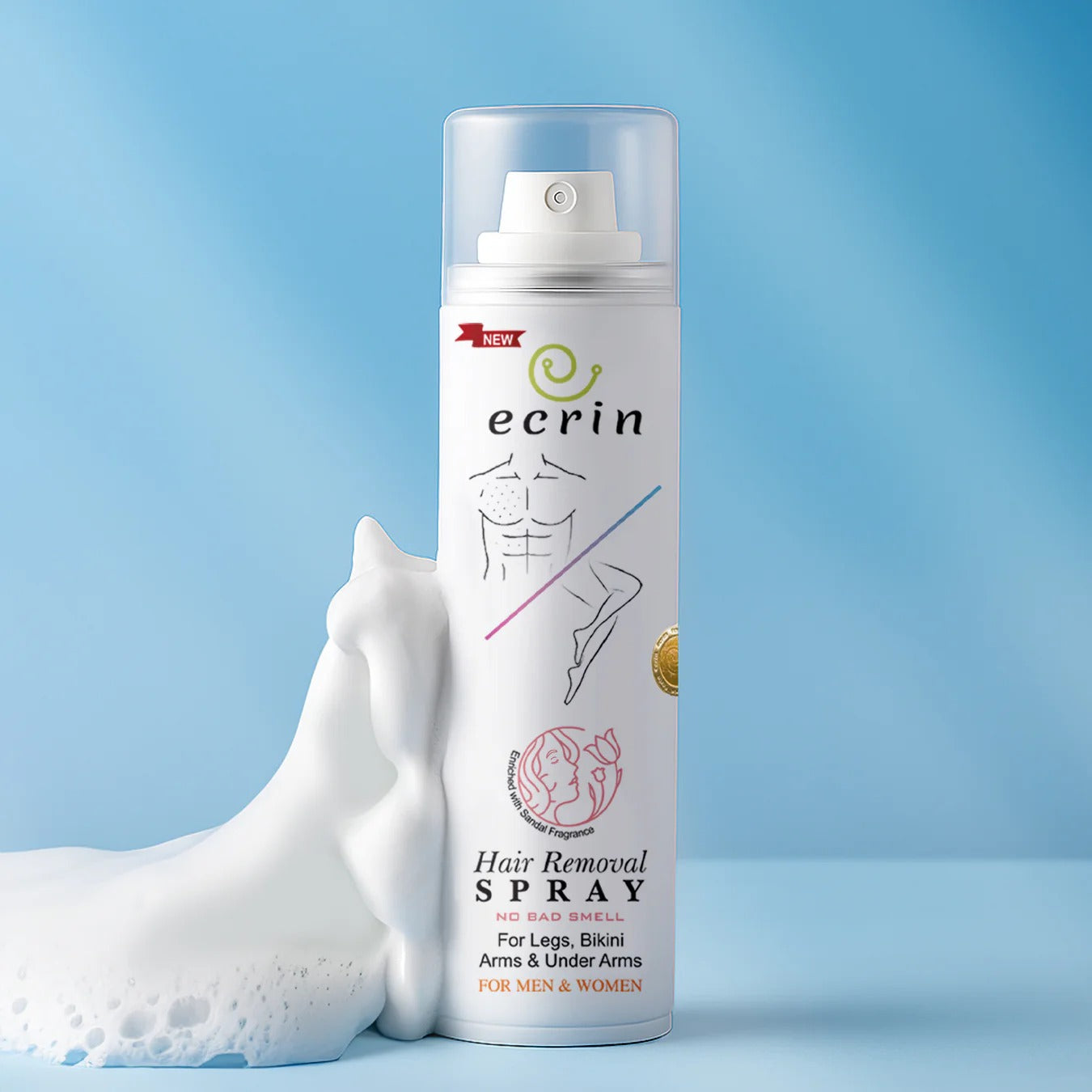 Ecrin Hair Removal Foaming Spray - Advance Formula with Refreshing Fragrance (200ml)